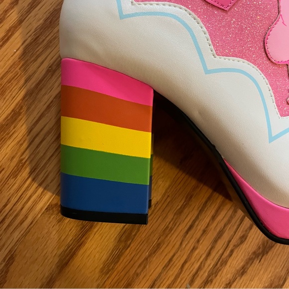 Pink Cheer Bear Care Bears Shoes Ankle Boots 80s Retro Boots Size 6 Pride - Picture 5 of 12
